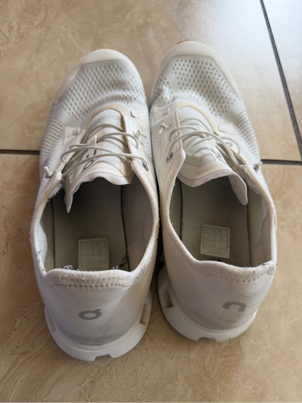 On Running Men’s Sneakers in White with Tan Accents - Picture 7 of 7